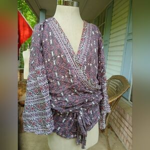JAPNA Sz.M. Floral Wrap Top - Purple
